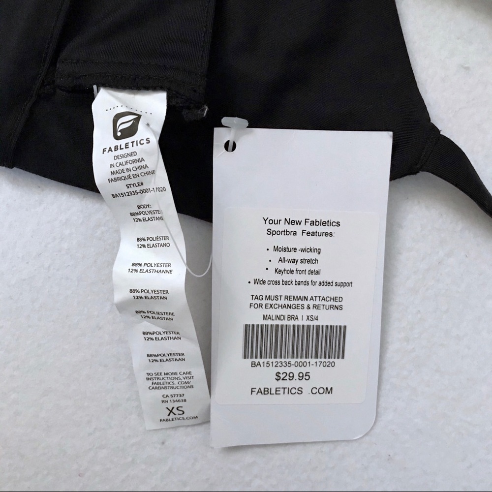 ❌SOLD❌ Fabletics NWT Black Sports Bra Women XS (4) - Picture 7 of 8